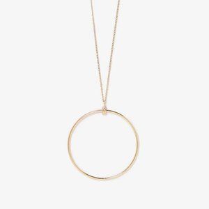 Express Metal Circle Pendant Necklace Shiny Gold